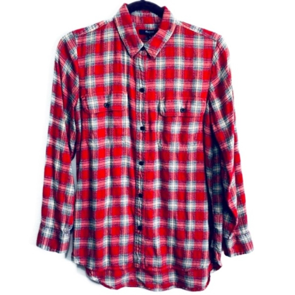 Madewell Ex-Boyfriend Fairfax Plaid Flannel Button-Up Shirt